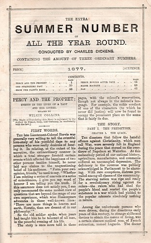 Image for ALL THE YEAR ROUND Extra Summer Number for 1877. Contains Percy and the Prophet by Wilkie Collins